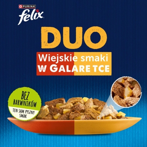 Felix Fantastic Duo Karma dla kotów Wiejskie Smaki mięsne w galaretce 12 x 85 g Felix Fantastic Duo Karma dla kotów Wiejskie Smaki mięsne w galaretce 12 x 85 g