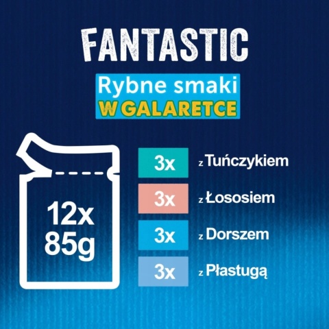 Felix Fantastic Karma dla kotów rybne smaki w galaretce 12 x 85 g Felix Fantastic Karma dla kotów rybne smaki w galaretce 12 x 85 g