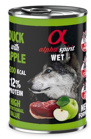 Alpha Spirit Karma mokra dla psa kaczka z jabłkiem 400g Alpha Spirit Karma mokra dla psa kaczka z jabłkiem 400g