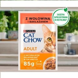CAT CHOW Adult Mokra karma dla kotów z wołowiną i bakłażanem 85 g galaretka CAT CHOW Adult Mokra karma dla kotów z wołowiną i bakłażanem 85 g galaretka