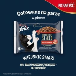 FELIX Deliciously Sliced Wiejskie Smaki mięsne Mokra karma dla kota 4x80 g FELIX Deliciously Sliced Wiejskie Smaki mięsne Mokra karma dla kota 4x80 g