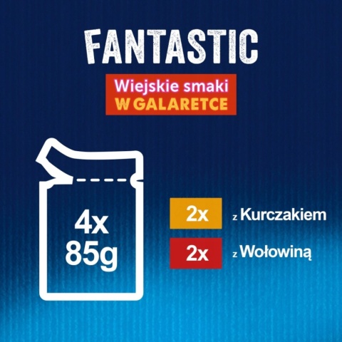 Felix Fantastic Karma dla kotów Wołowina Kurczak w galaretce 4 x 85 g Felix Fantastic Karma dla kotów Wołowina Kurczak w galaretce 4 x 85 g