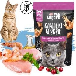 KARMA MOKRA DLA KOTA PAN MIĘSKO SASZETKA KURCZAK KREWETKI 85G BEZZBOŻOWA KARMA MOKRA DLA KOTA PAN MIĘSKO SASZETKA KURCZAK KREWETKI 85G BEZZBOŻOWA