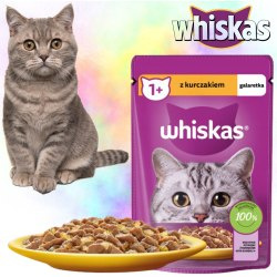 KARMA MOKRA DLA KOTA WHISKAS SASZETKA 85G KAWAŁKI KURCZAKA W GALARETCE