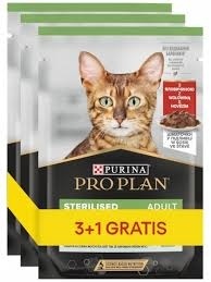 PURINA PRO PLAN Sterilised Nutrisavour z wołowiną 85g 3+1 gratis