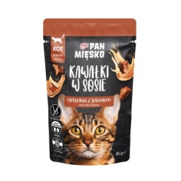 Pan Mięsko Karma mokra dla kota Kawałki w sosie Cielęcina z jeleniem 85g
