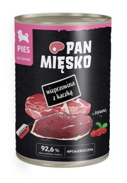 Pan Mięsko Karma mokra dla psa Wieprzowina z kaczką dla szczeniąt 400g