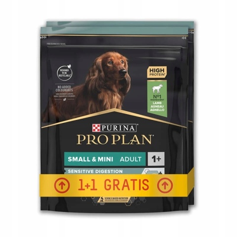 Pro Plan Sensitive Digestion Small/Mini Adult jagnięcina 700g+700g gratis