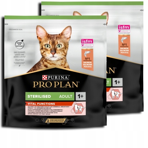 Pro Plan Sterilised łosoś sucha karma dla kota 400g+400g gratis Pro Plan Sterilised łosoś sucha karma dla kota 400g+400g gratis