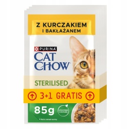 PURINA CAT CHOW STERYLIZED Z KURCZAKI I BAKŁAŻANEM 85G x 4