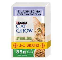 PURINA CAT CHOW STERYLIZED Z JAGNIĘCINĄ I ZIELONĄ FASOLKĄ 85G x 4
