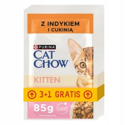 PURINA CAT CHOW KITTEN Indyk Cukinia 4x85g ( 3+1 gratis )