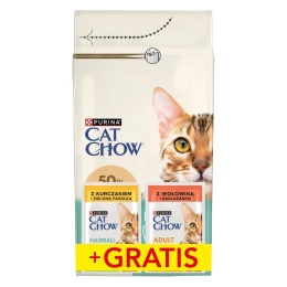 CAT CHOW Hairball Control Sucha karma dla kotów Bogata w Kurczaka 1,5kg + 2 SASZETKI GRATIS