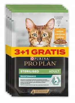 Purina Pro Plan Sterilised KURCZAK w sosie dla kota 4x85g (3+1 )