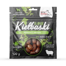 Super kiełbaski dla psa z jagnięciną i pokrzywą 100g