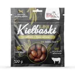 Super kiełbaski dla psa z wołowiną i algami morskimi 100g