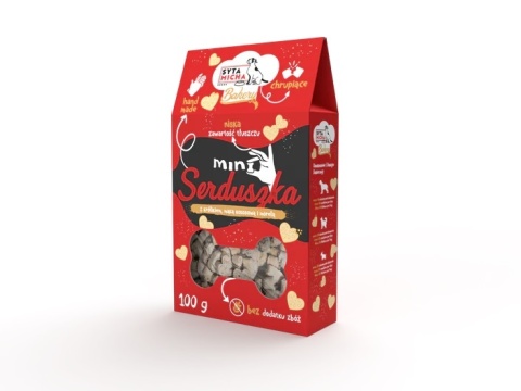 Syta Micha Ciasta dla psa Mini serduszka z królikiem, mąką kokosową i morelą 100g Syta Micha Ciasta dla psa Mini serduszka z królikiem, mąką kokosową i morelą 100g