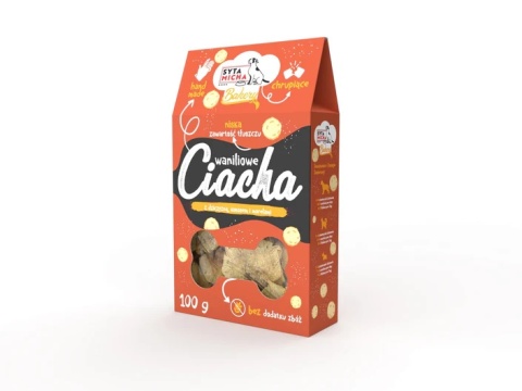 Syta Micha Ciastka dla psa Waniliowe ciacha z dziczyzną, kokosem i morelami 100g Syta Micha Ciastka dla psa Waniliowe ciacha z dziczyzną, kokosem i morelami 100g