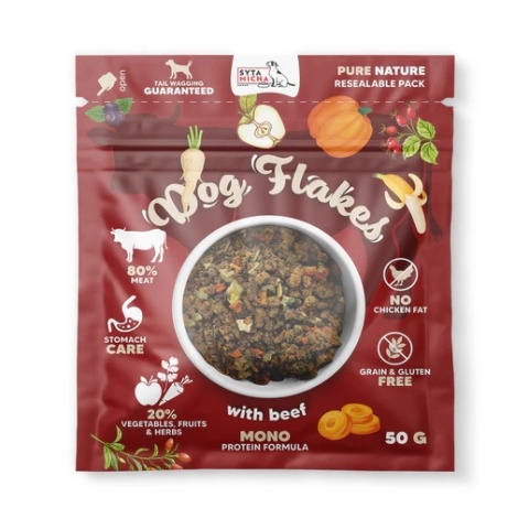 Syta Micha Dog flakes suszona karma dla psa Wołowina 50g Syta Micha Dog flakes suszona karma dla psa Wołowina 50g