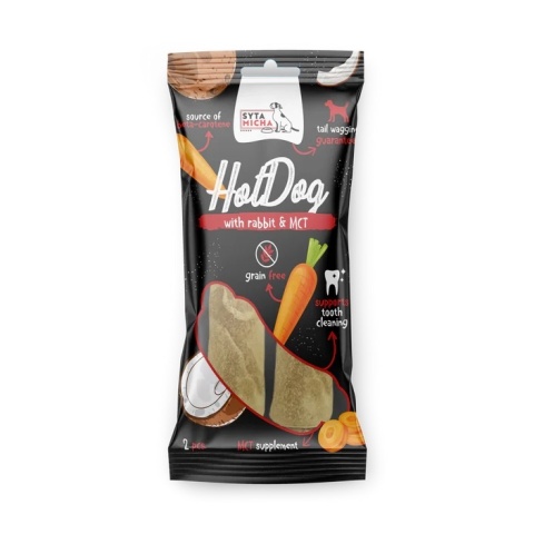 Syta Micha Hot Dog do żucia dla psa - królik z MCT 2 szt. Syta Micha Hot Dog do żucia dla psa - królik z MCT 2 szt.
