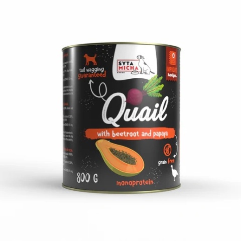 Syta Micha Karma mokra dla psa Przepiórka z burakiem i papają 800g Syta Micha Karma mokra dla psa Przepiórka z burakiem i papają 800g