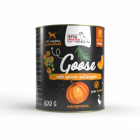 Syta Micha Karma mokra dla psa gęś z morelami i dynią 800g Syta Micha Karma mokra dla psa gęś z morelami i dynią 800g