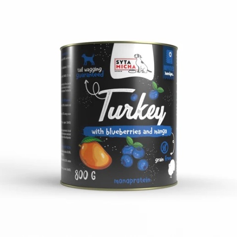 Syta Micha Karma mokra dla psa indyk z jagodami i mango 800g Syta Micha Karma mokra dla psa indyk z jagodami i mango 800g