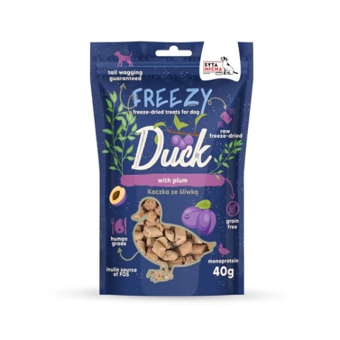 Syta Micha Liofilizowane przysmaki dla psa Kaczka ze śliwką FREEZY 40g Syta Micha Liofilizowane przysmaki dla psa Kaczka ze śliwką FREEZY 40g
