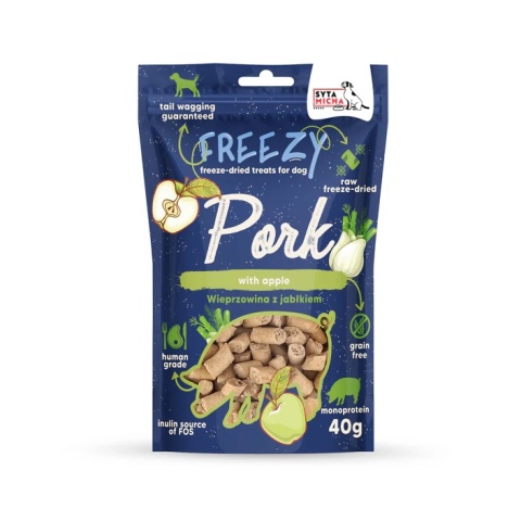 Syta Micha Liofilizowane przysmaki dla psa Wieprzowina z jabłkiem FREEZY40g Syta Micha Liofilizowane przysmaki dla psa Wieprzowina z jabłkiem FREEZY40g