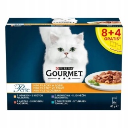 Gourmet Perle mini fileciki mokra karma dla kotów 12x85g ( 8+4 gratis)