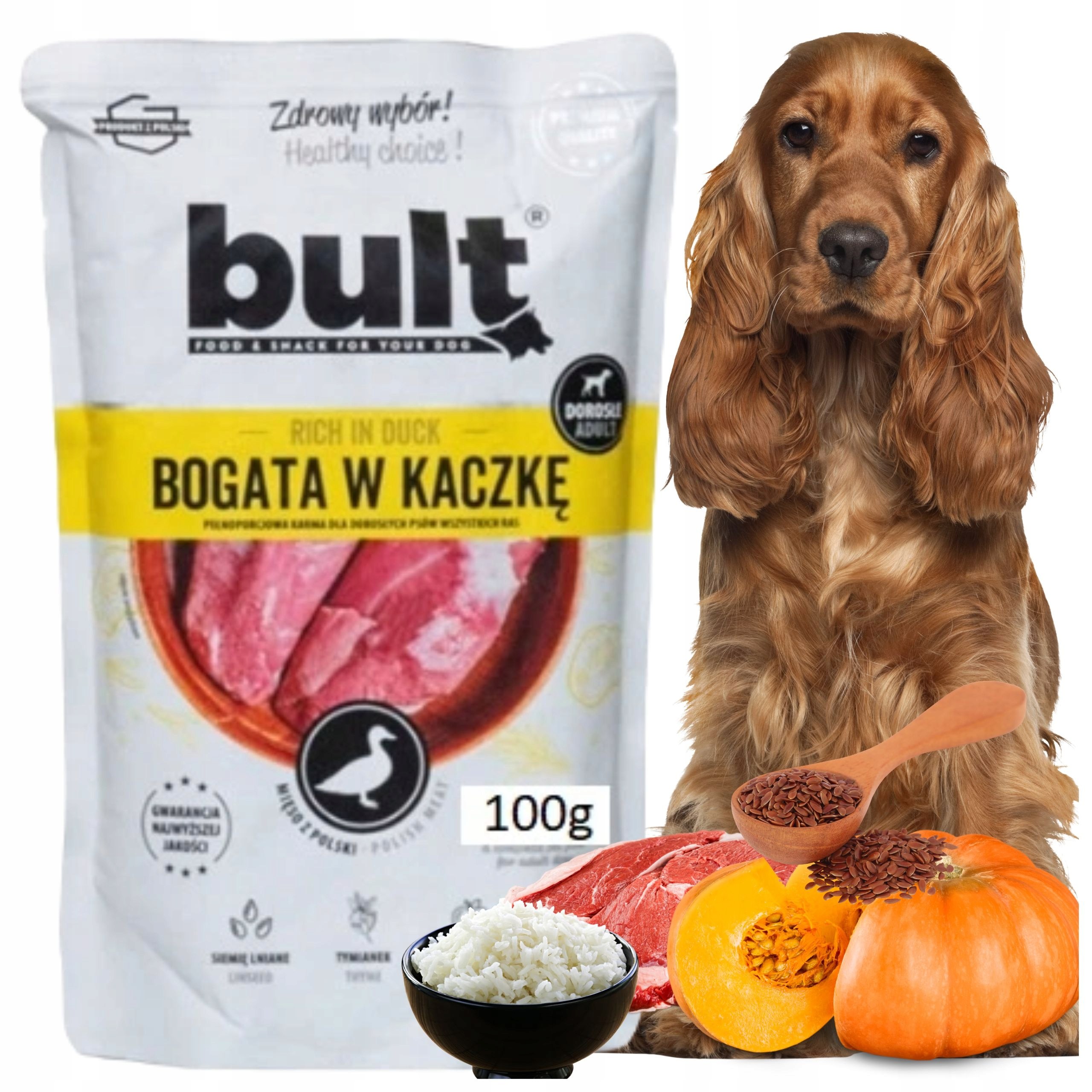 MOKRA KARMA DLA PSA KACZKA SASZETKA BULT 100g BEZZBOŻOWA HIPOALERGICZNA